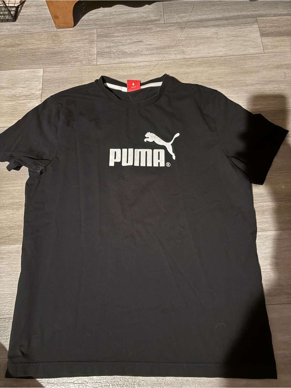 Puma Black Short Sleeve Logo Tee with White Puma Wordmark